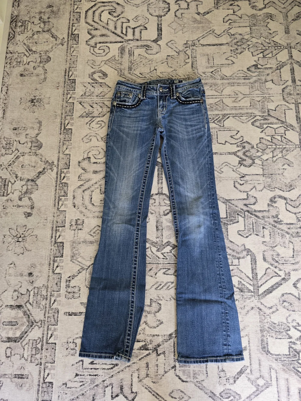 Miss Me Medium Blue Flared Jeans with Faded Detailing